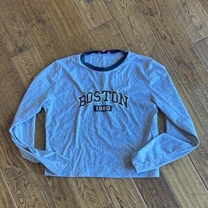 Edikted Gray Boston 1980 Long Sleeve Shirt xlarge. Fits on small side